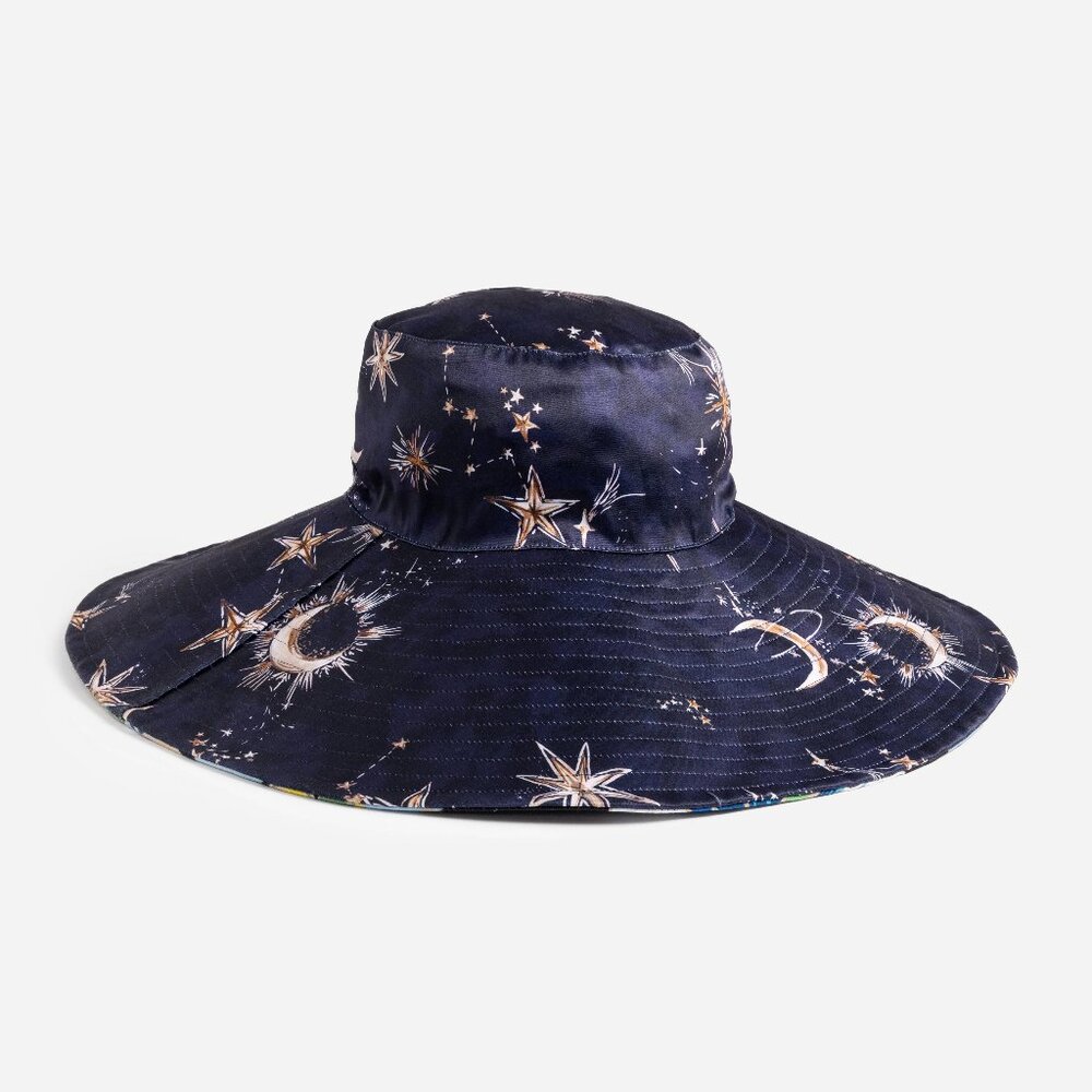 Johnny Was ZOLITA JENN REVERSIBLE BEACH HAT, Pool Sun Hat O/S Celestial Floral